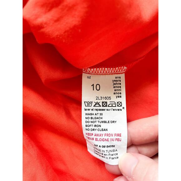 Girl's Floriane Cotton Red Orange Sleeveless Dress Size 10Y - Picture 5 of 9